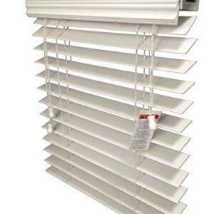 17" - 19" Wide Antique White Faux Wood Blind